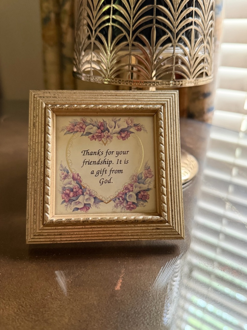 Gold Decorative Table Frame with Floral Sentiment